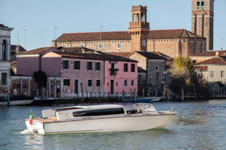 Hyatt-Centric-Murano-Venice-Shuttle-Boat-Sailing-across-the-Canal